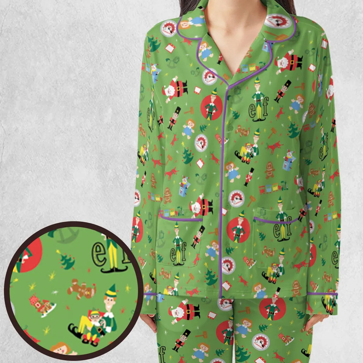 ELF Christmas Pattern Pajamas Set