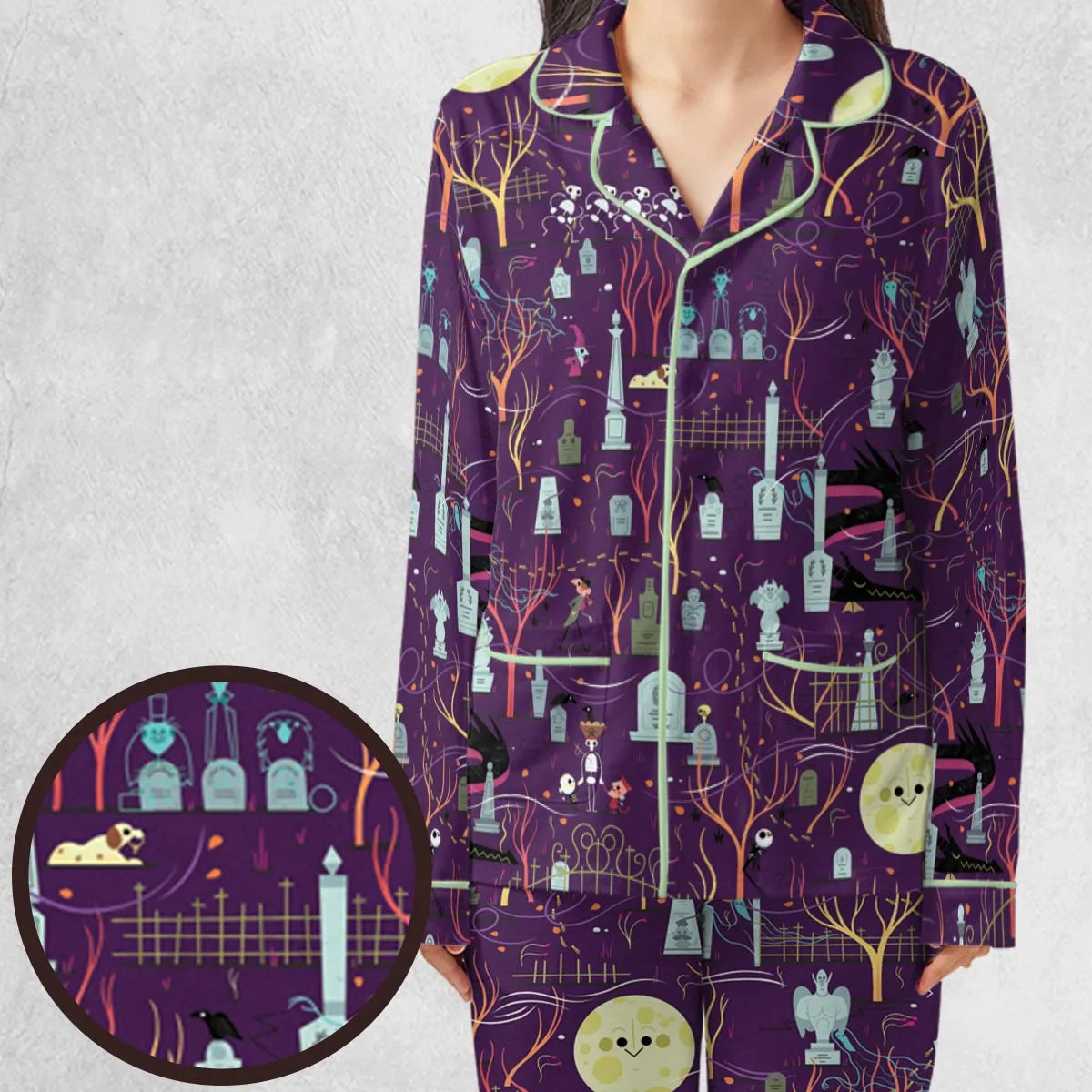 Nostalgic 80s 90s Spooky Scene Pajamas Set