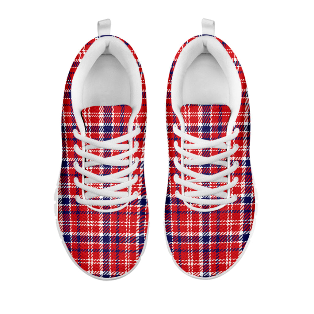 4th of July American Plaid Print White Running Shoes