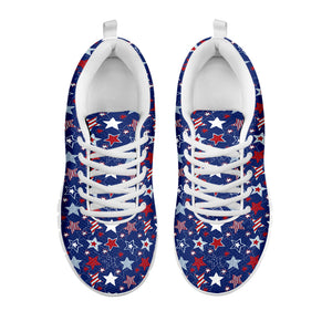 4th of July American Star Pattern Print White Running Shoes
