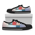 4th of July USA Denim Patchwork Print Black Low Top Sneakers