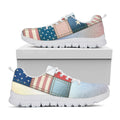 4th of July USA Denim Patchwork Print White Running Shoes