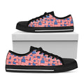 4th of July USA Flag Pattern Print Black Low Top Sneakers