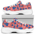 4th of July USA Flag Pattern Print White Chunky Shoes