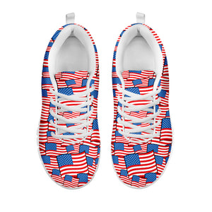 4th of July USA Flag Pattern Print White Running Shoes