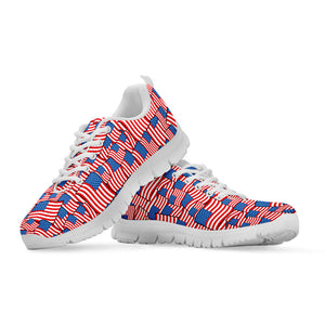 4th of July USA Flag Pattern Print White Running Shoes