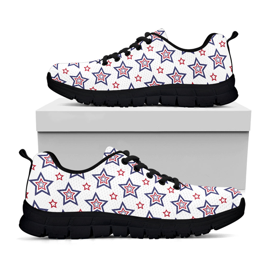4th of July USA Star Pattern Print Black Running Shoes
