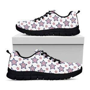 4th of July USA Star Pattern Print Black Running Shoes