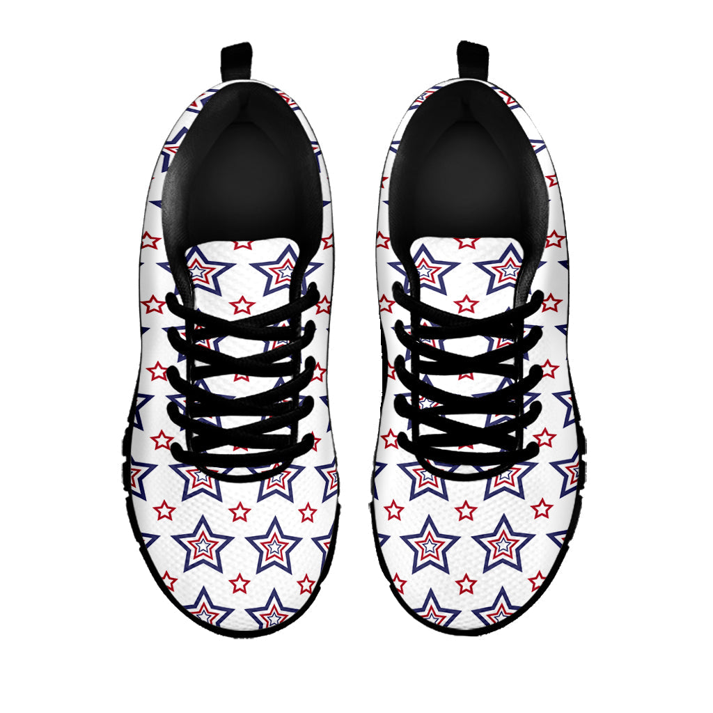 4th of July USA Star Pattern Print Black Running Shoes