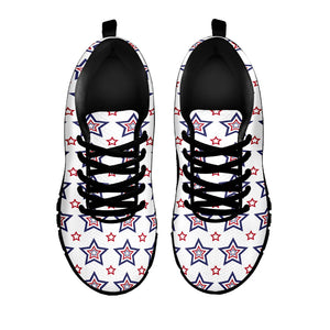 4th of July USA Star Pattern Print Black Running Shoes