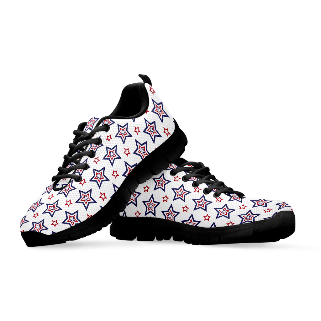 4th of July USA Star Pattern Print Black Running Shoes
