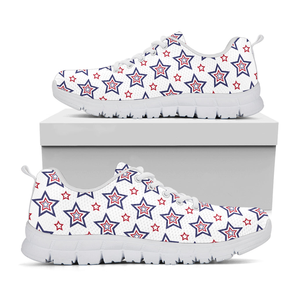 4th of July USA Star Pattern Print White Running Shoes