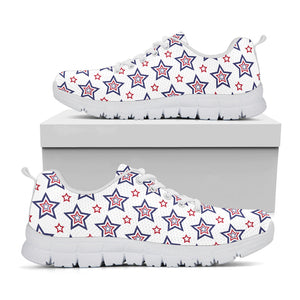 4th of July USA Star Pattern Print White Running Shoes