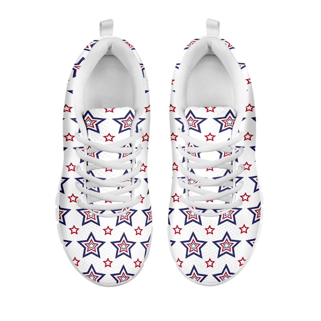 4th of July USA Star Pattern Print White Running Shoes