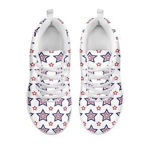 4th of July USA Star Pattern Print White Running Shoes