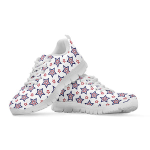 4th of July USA Star Pattern Print White Running Shoes