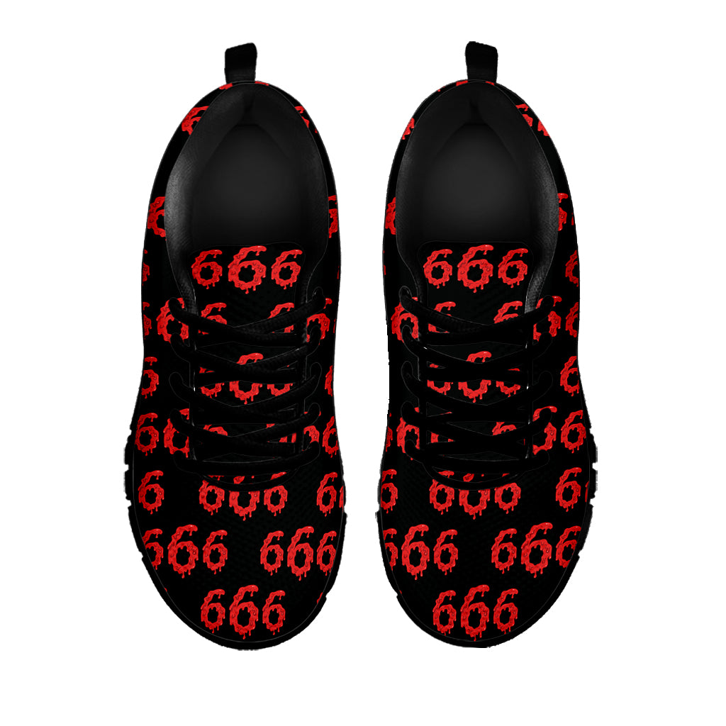 666 Satan Pattern Print Black Running Shoes