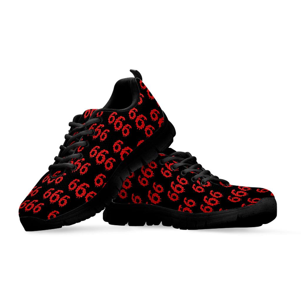 666 Satan Pattern Print Black Running Shoes