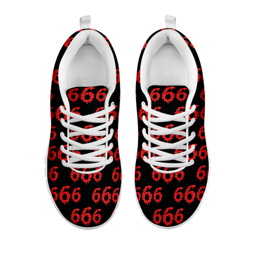 666 Satan Pattern Print White Running Shoes