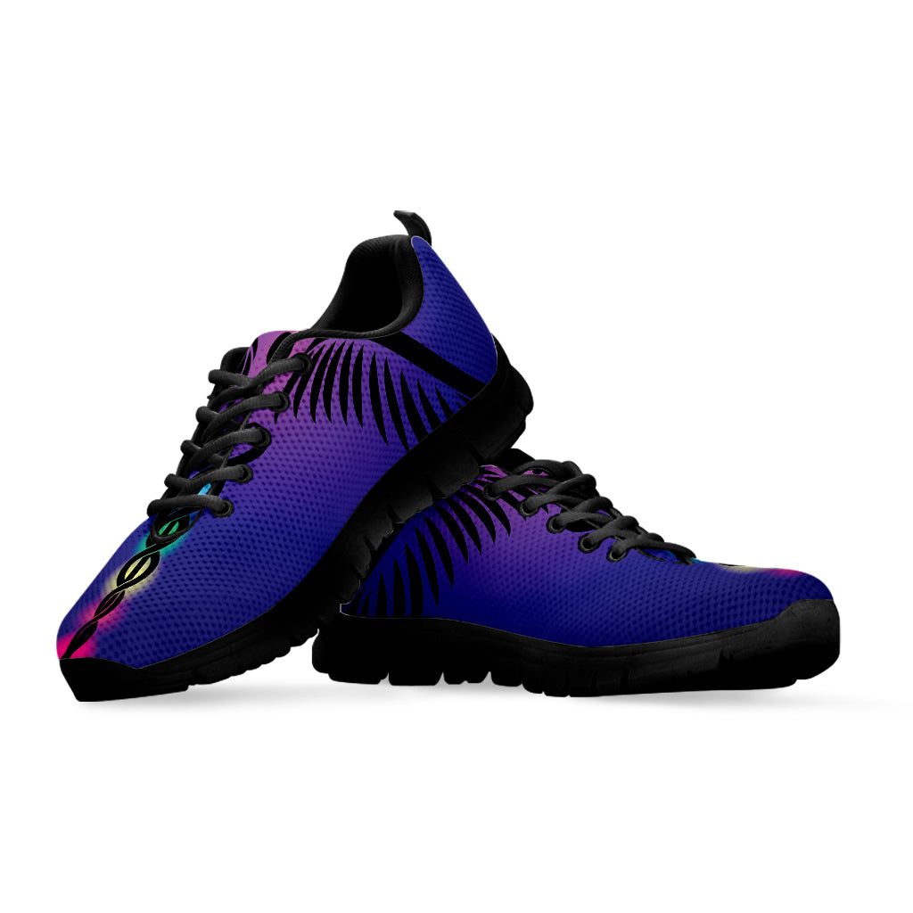 7 Chakras Caduceus Print Black Running Shoes