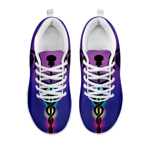 7 Chakras Caduceus Print White Running Shoes