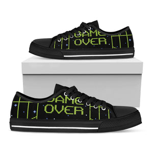 8-Bit Game Over Print Black Low Top Sneakers