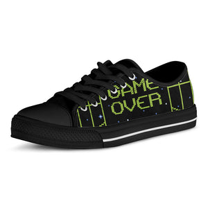 8-Bit Game Over Print Black Low Top Sneakers