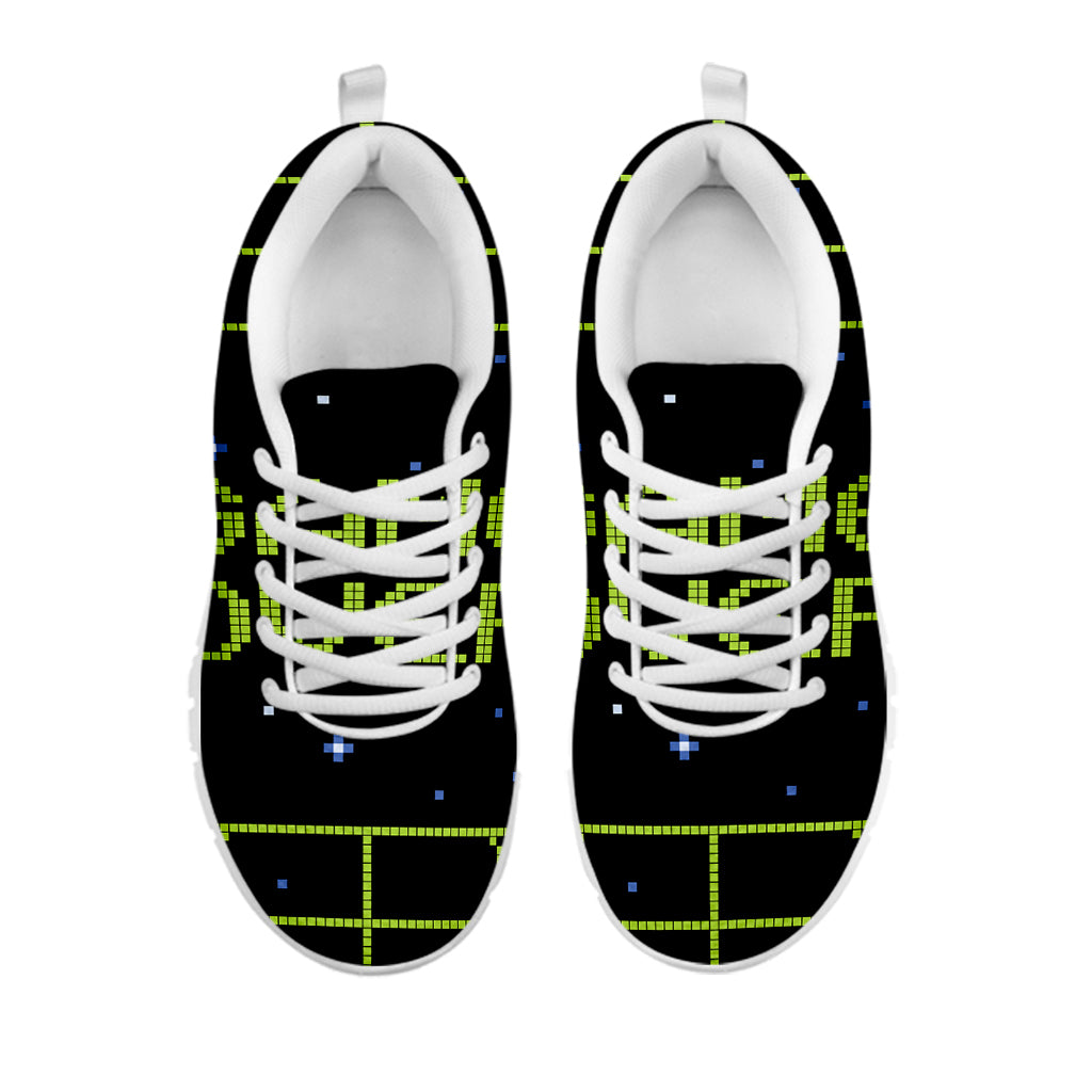 8-Bit Game Over Print White Running Shoes