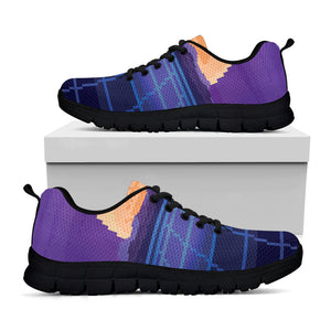 8-Bit Pixel Digital Landscape Print Black Running Shoes