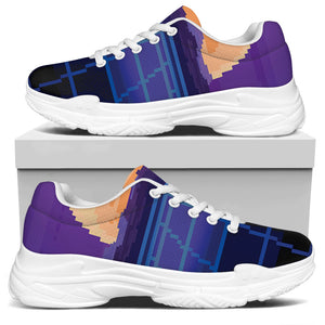 8-Bit Pixel Digital Landscape Print White Chunky Shoes