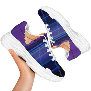 8-Bit Pixel Digital Landscape Print White Chunky Shoes