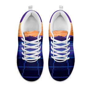 8-Bit Pixel Digital Landscape Print White Running Shoes