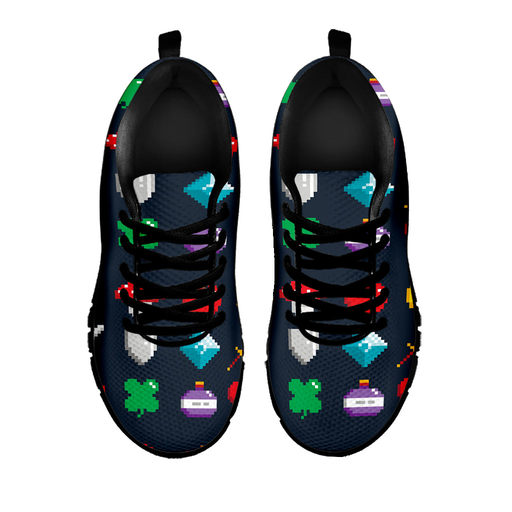 8-Bit Pixel Game Items Print Black Running Shoes