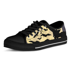 8-Bit Pixel Halloween Bat Print Black Low Top Sneakers