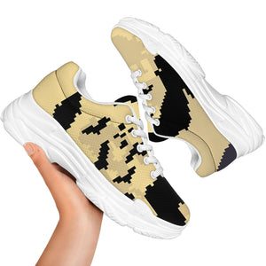 8-Bit Pixel Halloween Bat Print White Chunky Shoes