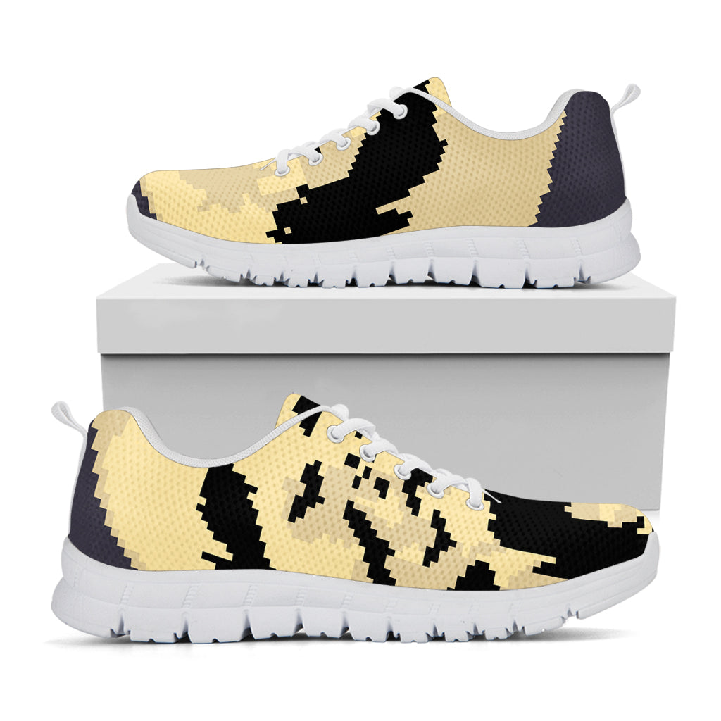 8-Bit Pixel Halloween Bat Print White Running Shoes