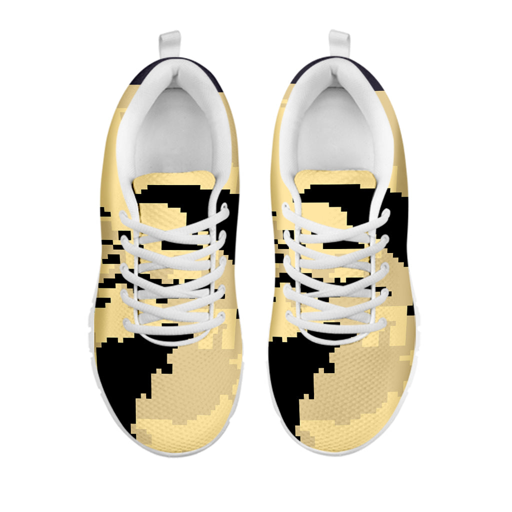 8-Bit Pixel Halloween Bat Print White Running Shoes
