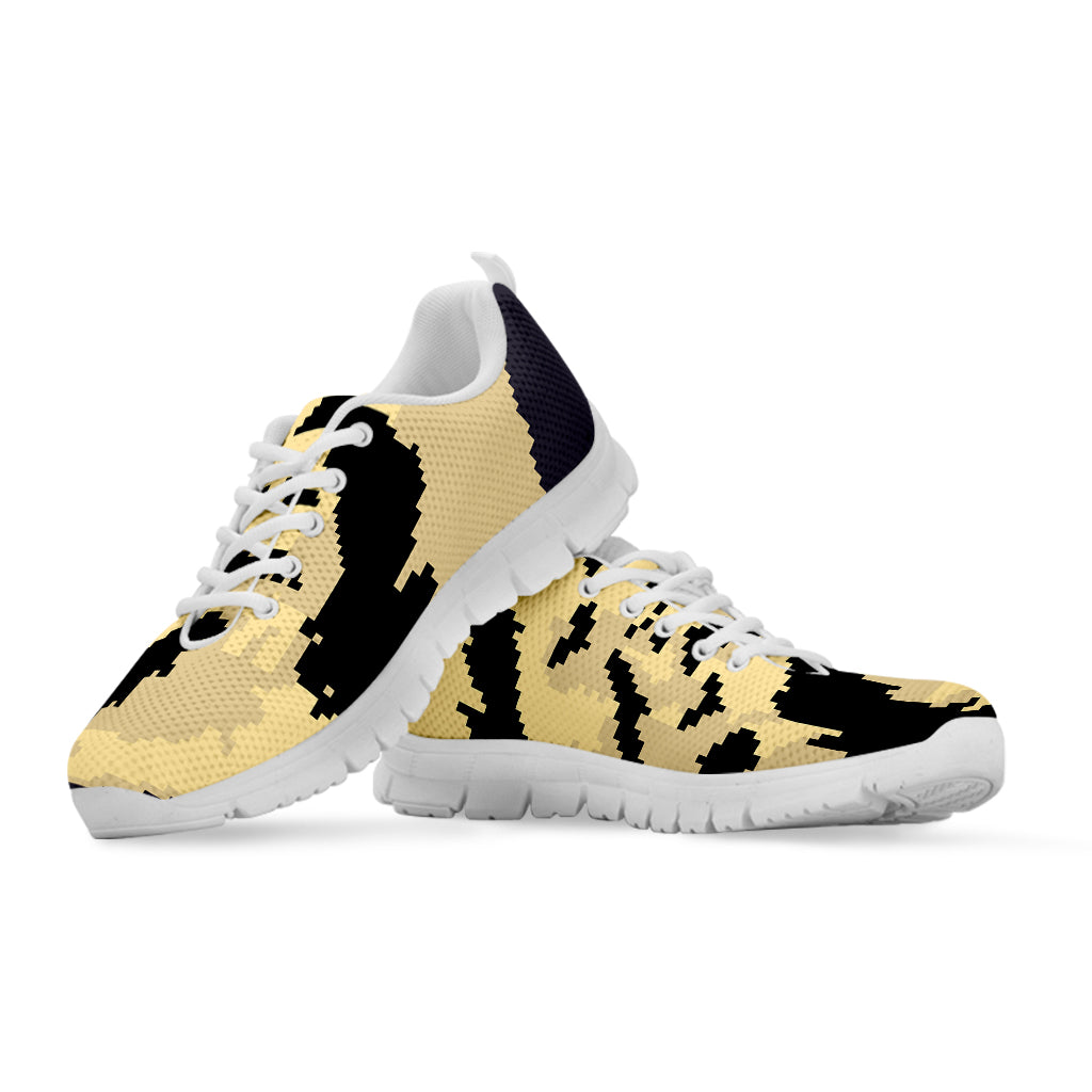 8-Bit Pixel Halloween Bat Print White Running Shoes