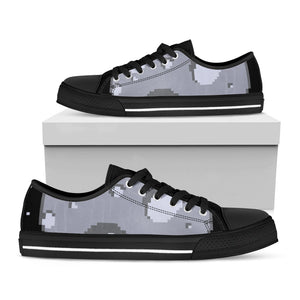 8-Bit Pixel Moon Print Black Low Top Sneakers