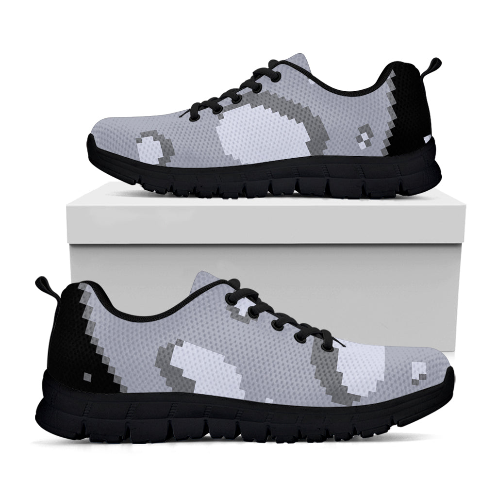 8-Bit Pixel Moon Print Black Running Shoes