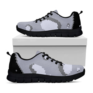 8-Bit Pixel Moon Print Black Running Shoes