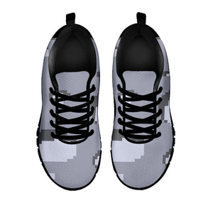 8-Bit Pixel Moon Print Black Running Shoes