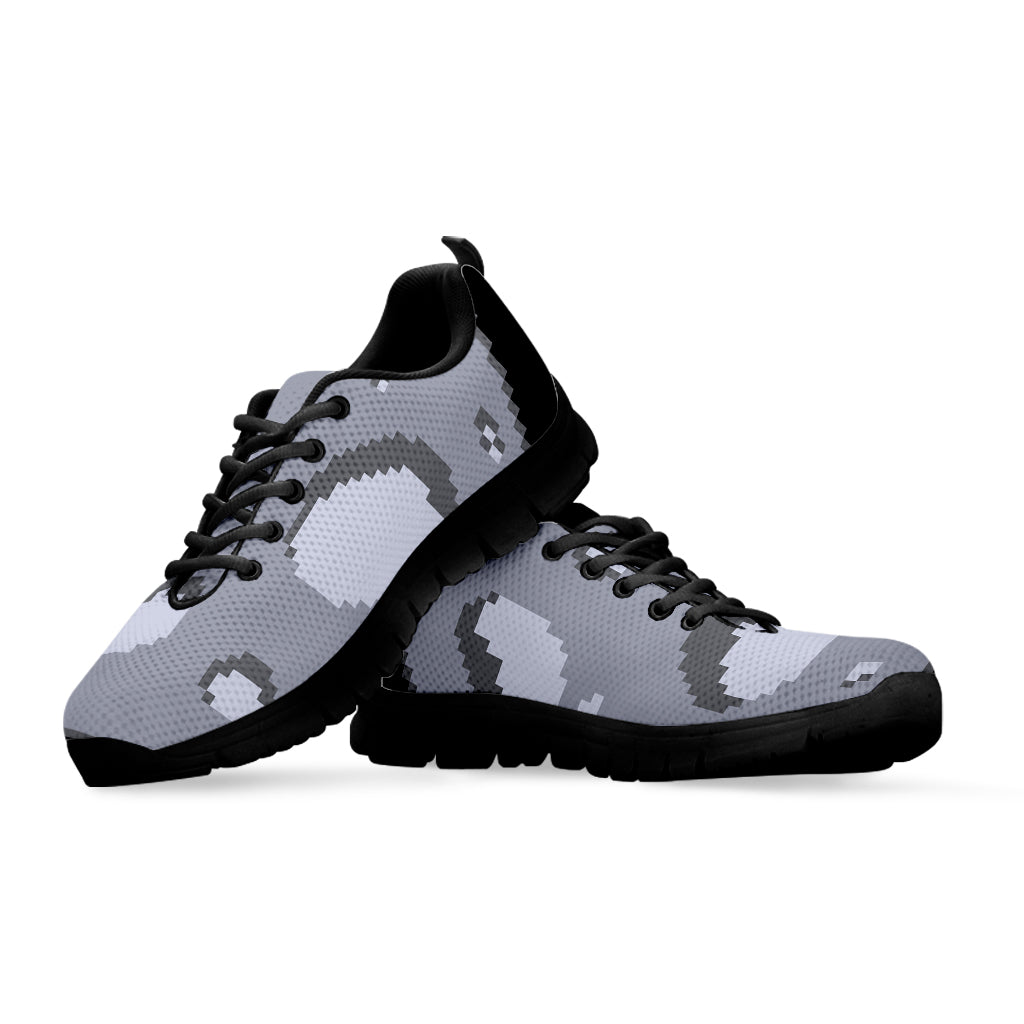 8-Bit Pixel Moon Print Black Running Shoes