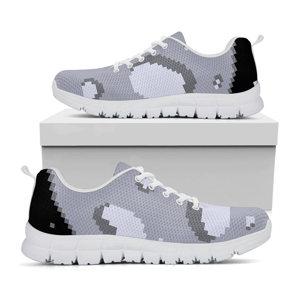 8-Bit Pixel Moon Print White Running Shoes