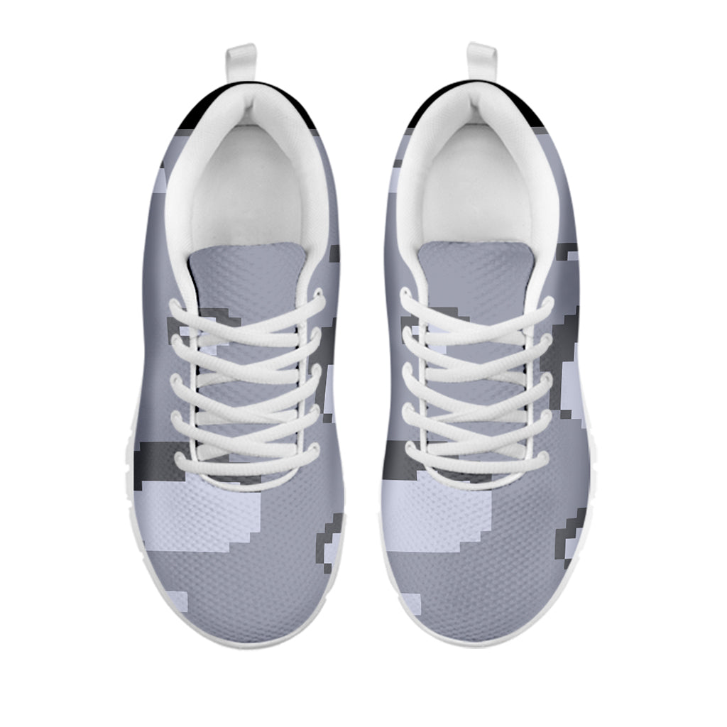 8-Bit Pixel Moon Print White Running Shoes