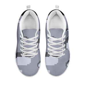 8-Bit Pixel Moon Print White Running Shoes