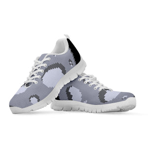 8-Bit Pixel Moon Print White Running Shoes