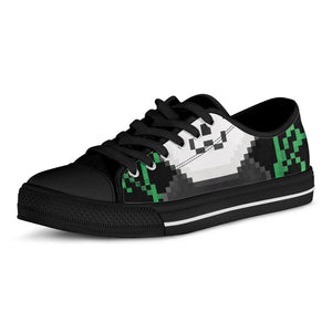 8-Bit Pixel Panda Print Black Low Top Sneakers