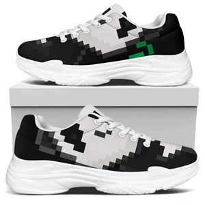 8-Bit Pixel Panda Print White Chunky Shoes