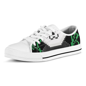 8-Bit Pixel Panda Print White Low Top Sneakers